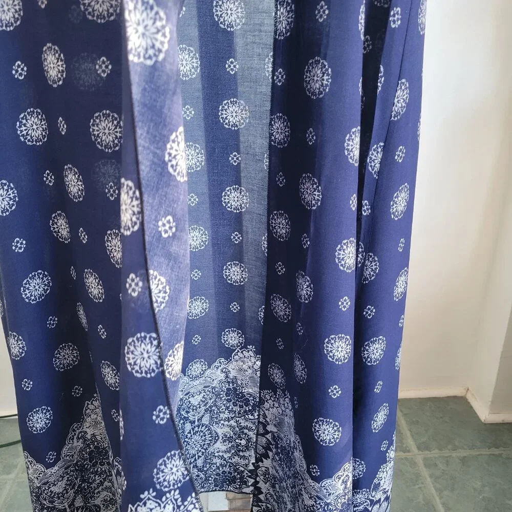 Biubiu Women’s Long Wrap Short Sleeve Navy Blue Boho Bohemian Maxi Dress (Size: - Picture 9 of 15